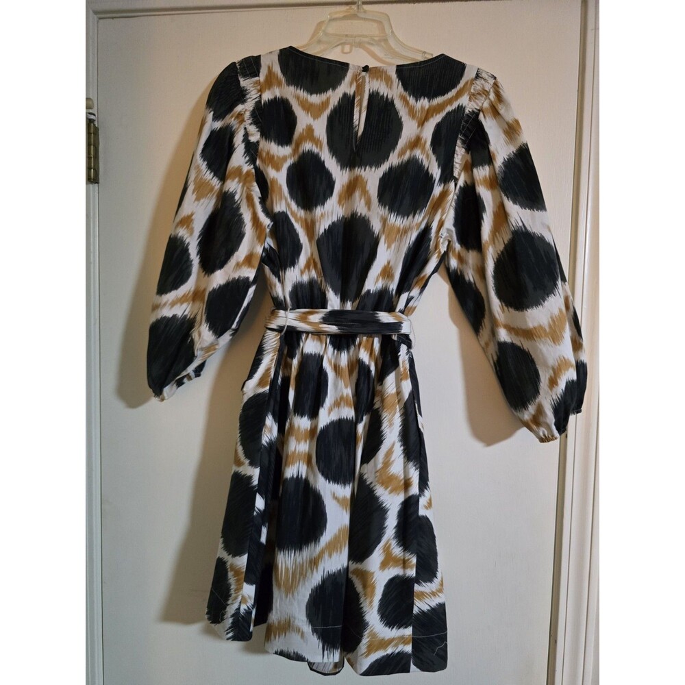 NWT Maeve Anthropologie Destin Mini Dress Size Medium Gold/Black Geometric Boho